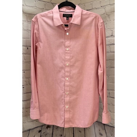 Banana Republic Men’s Standard Fit Non-Iron Pink Dress Shirt (Size M) - Picture 1 of 11